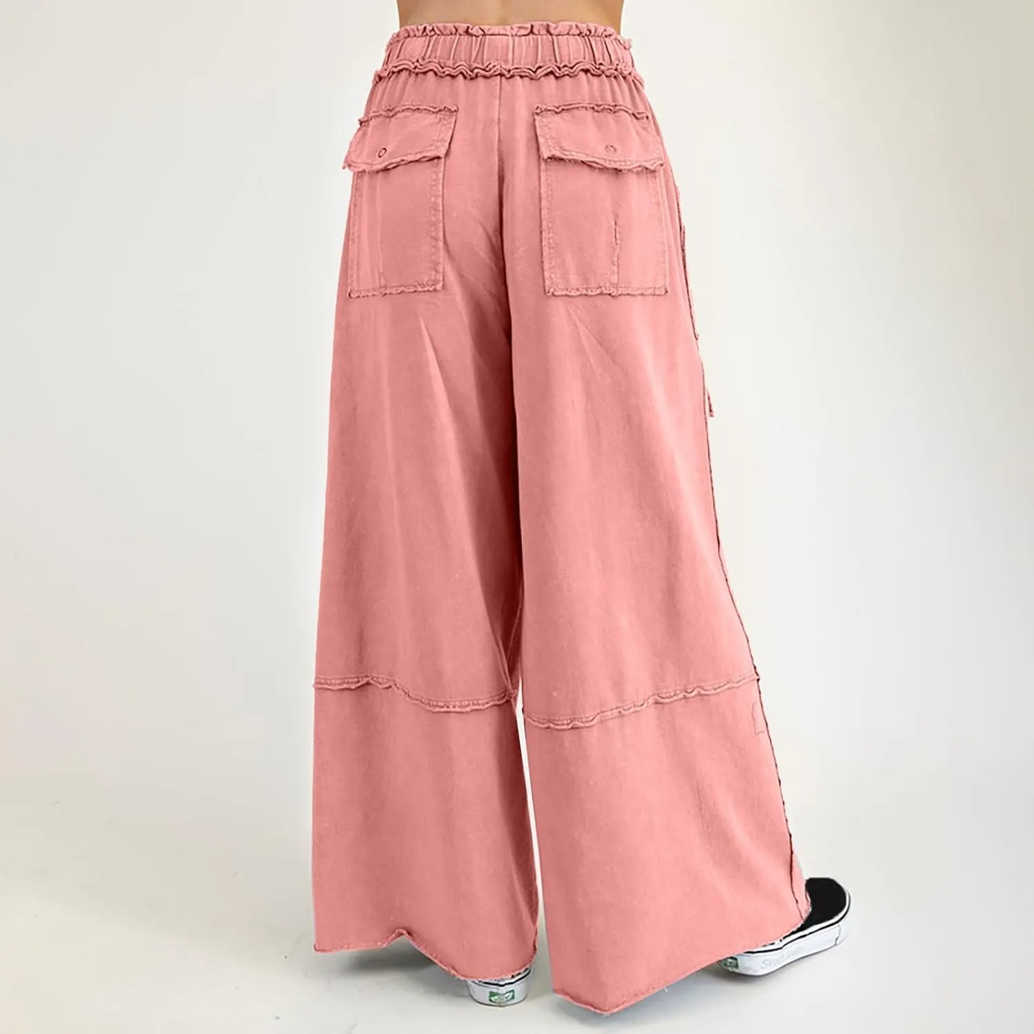 Cargo Jeans for Women Loose Fit High Waisted Wide Leg Jeans Lightweight Flowy Palazzo Pants with Pockets