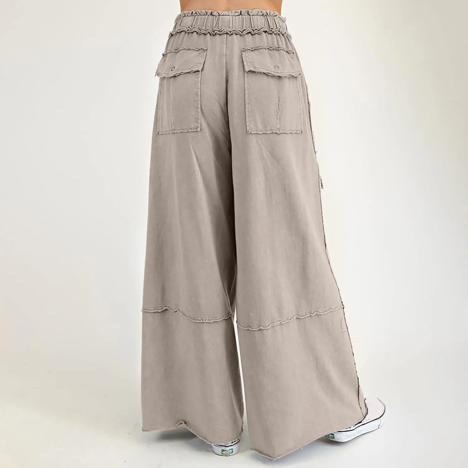 Cargo Jeans for Women Loose Fit High Waisted Wide Leg Jeans Lightweight Flowy Palazzo Pants with Pockets