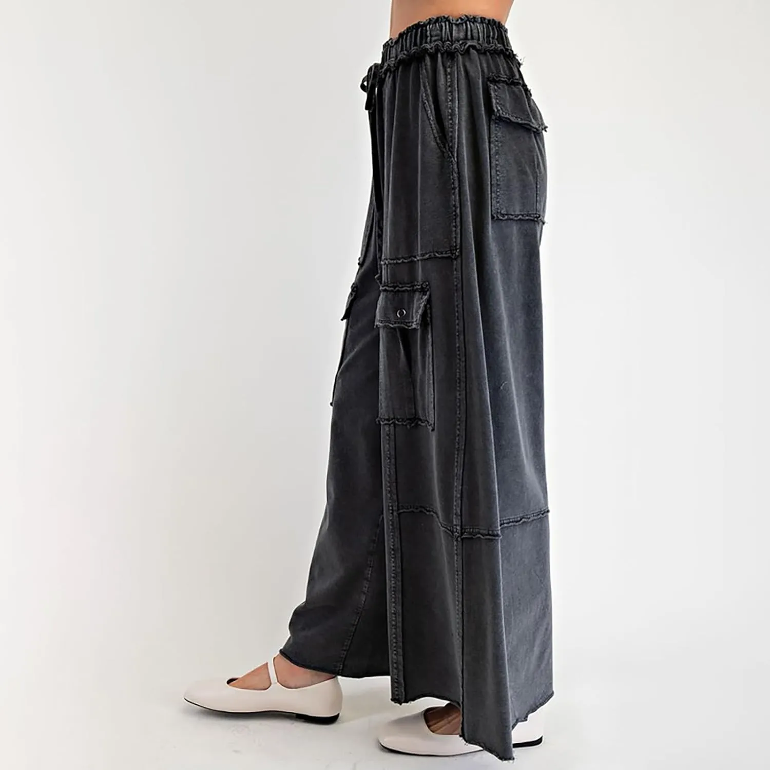 Cargo Jeans for Women Loose Fit High Waisted Wide Leg Jeans Lightweight Flowy Palazzo Pants with Pockets