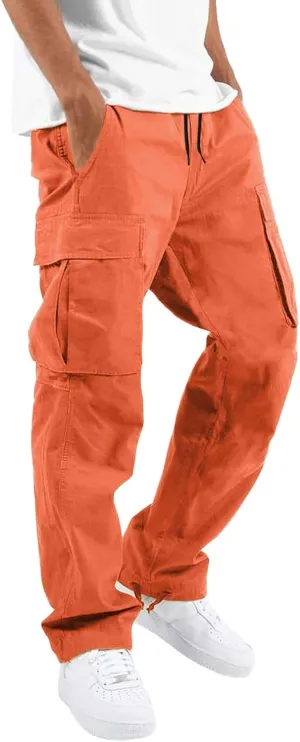 Cargo Pants for Men Joggers Sweatpants Relaxed Fit Work Pants with Multi Pockets Straight Leg Cargo Sweat Pants