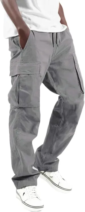 Cargo Pants for Men Joggers Sweatpants Relaxed Fit Work Pants with Multi Pockets Straight Leg Cargo Sweat Pants