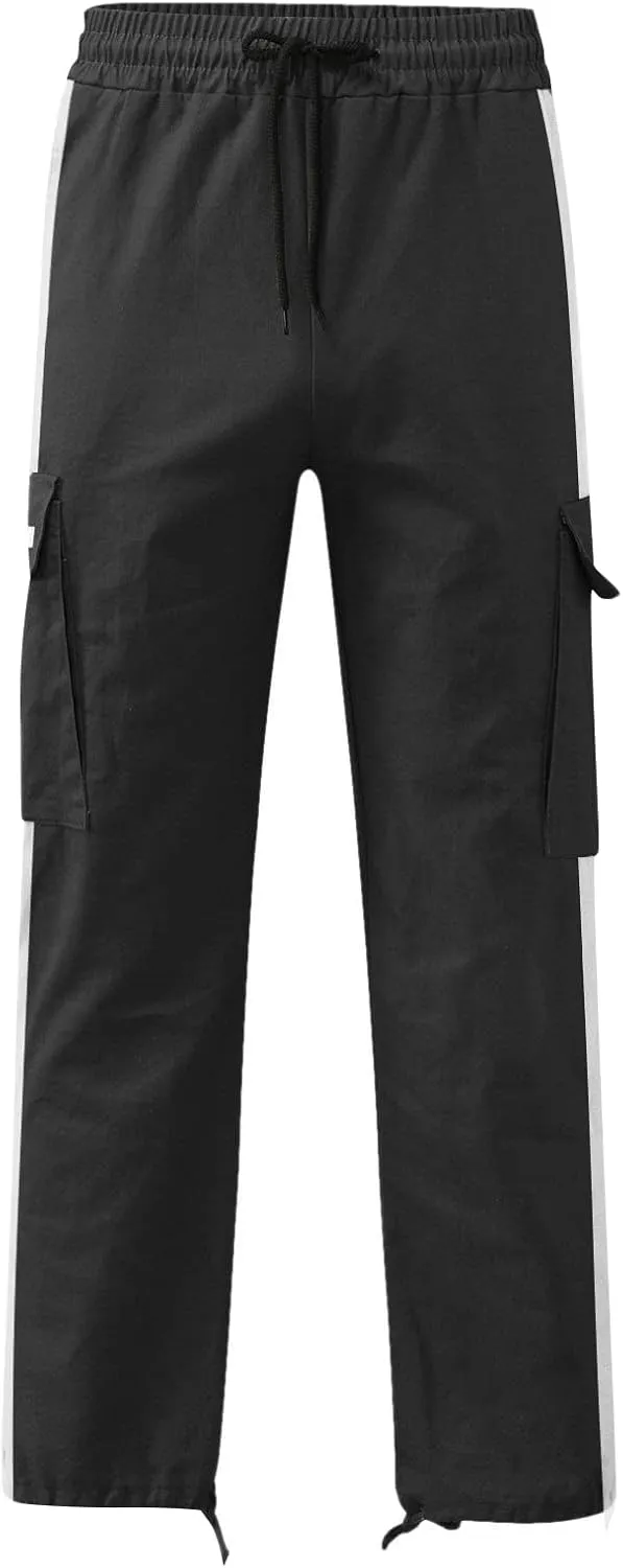 Cargo Pants for Men Relaxed Fit Athletic Pants Elastic Waist Sweatpants Casual Drawstring Baggy Joggers Trousers