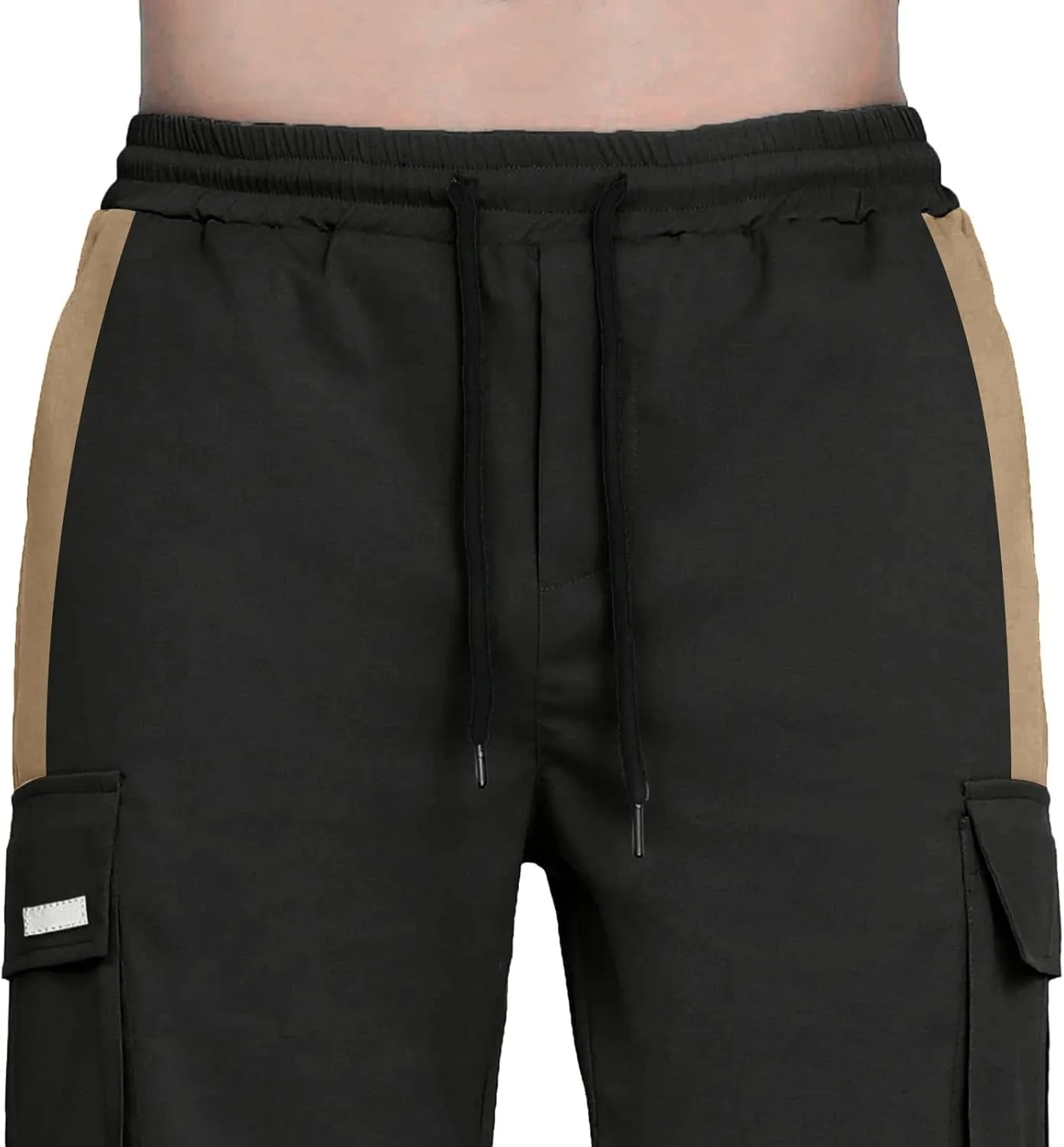 Cargo Pants for Men Relaxed Fit Athletic Pants Elastic Waist Sweatpants Casual Drawstring Baggy Joggers Trousers