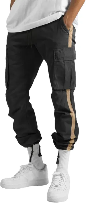 Cargo Pants for Men Relaxed Fit Athletic Pants Elastic Waist Sweatpants Casual Drawstring Baggy Joggers Trousers