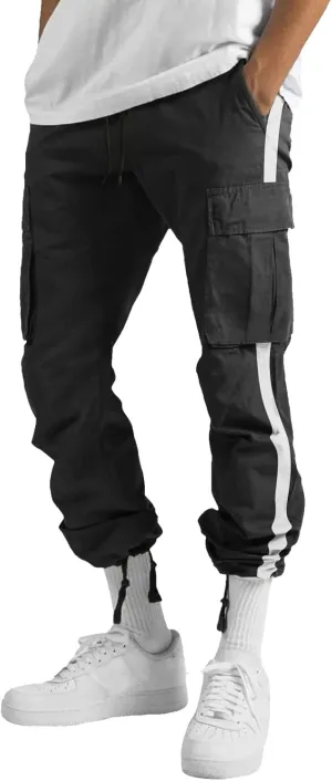 Cargo Pants for Men Relaxed Fit Athletic Pants Elastic Waist Sweatpants Casual Drawstring Baggy Joggers Trousers
