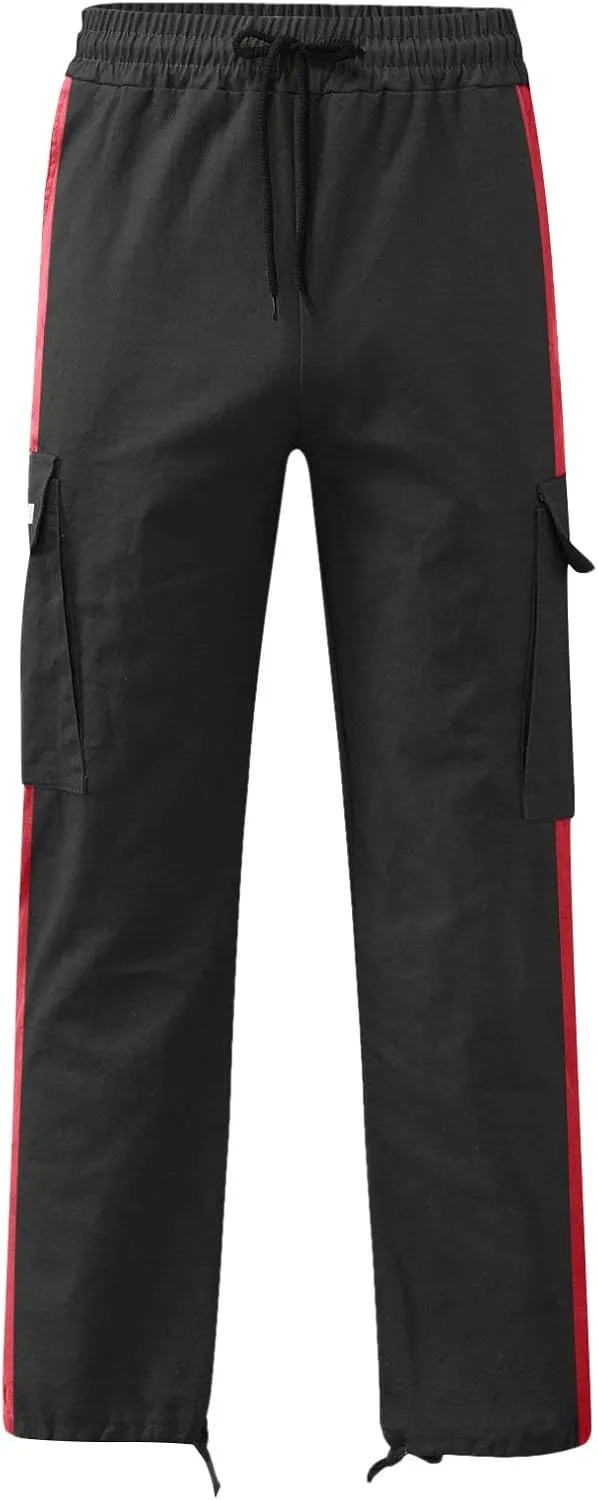 Cargo Pants for Men Relaxed Fit Athletic Pants Elastic Waist Sweatpants Casual Drawstring Baggy Joggers Trousers