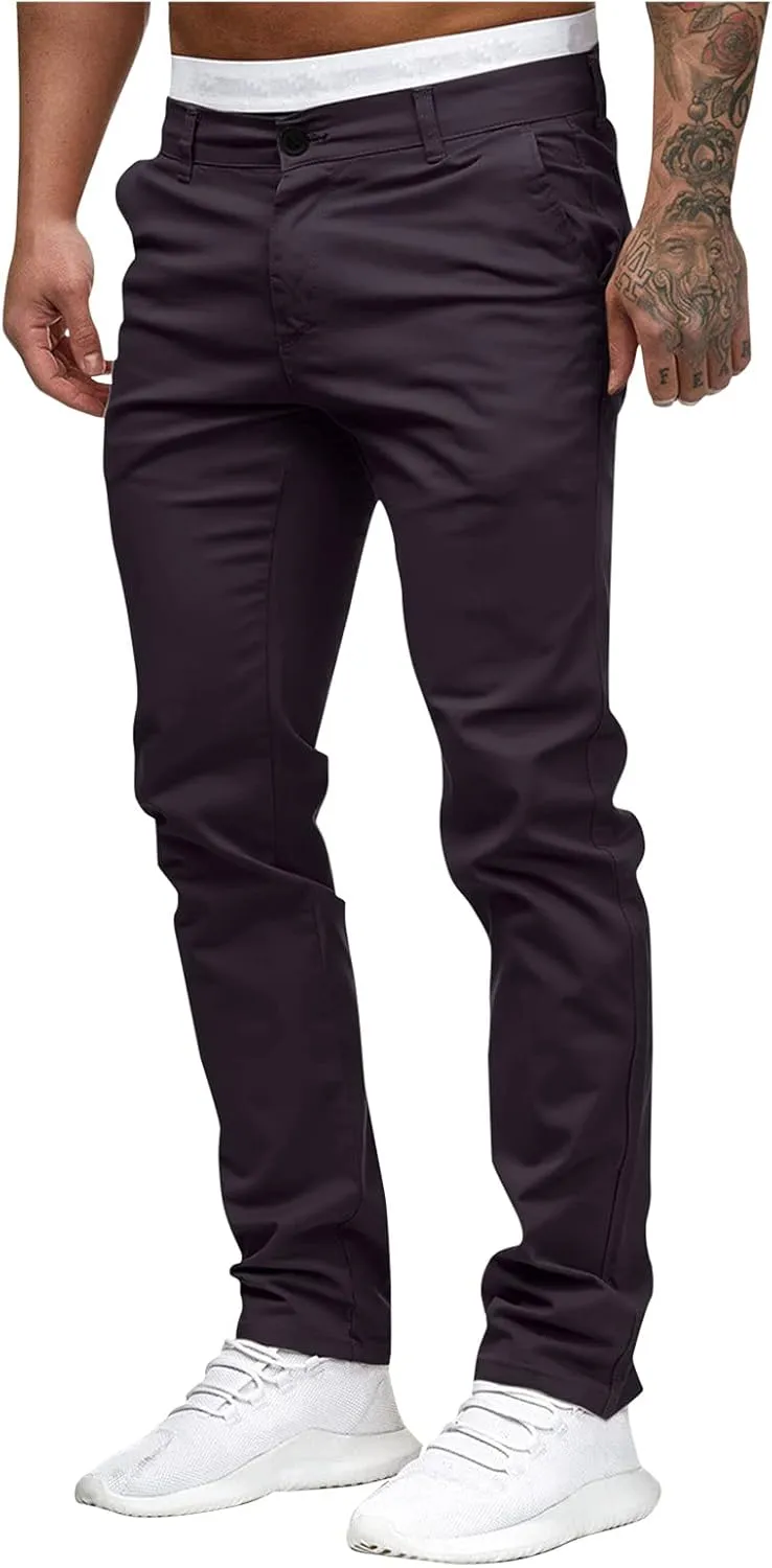 Cargo Pants for Men Relaxed Fit Casual Joggers Pants Cotton Drawstring Chino Workout Sweatpants Casual Long Trousers