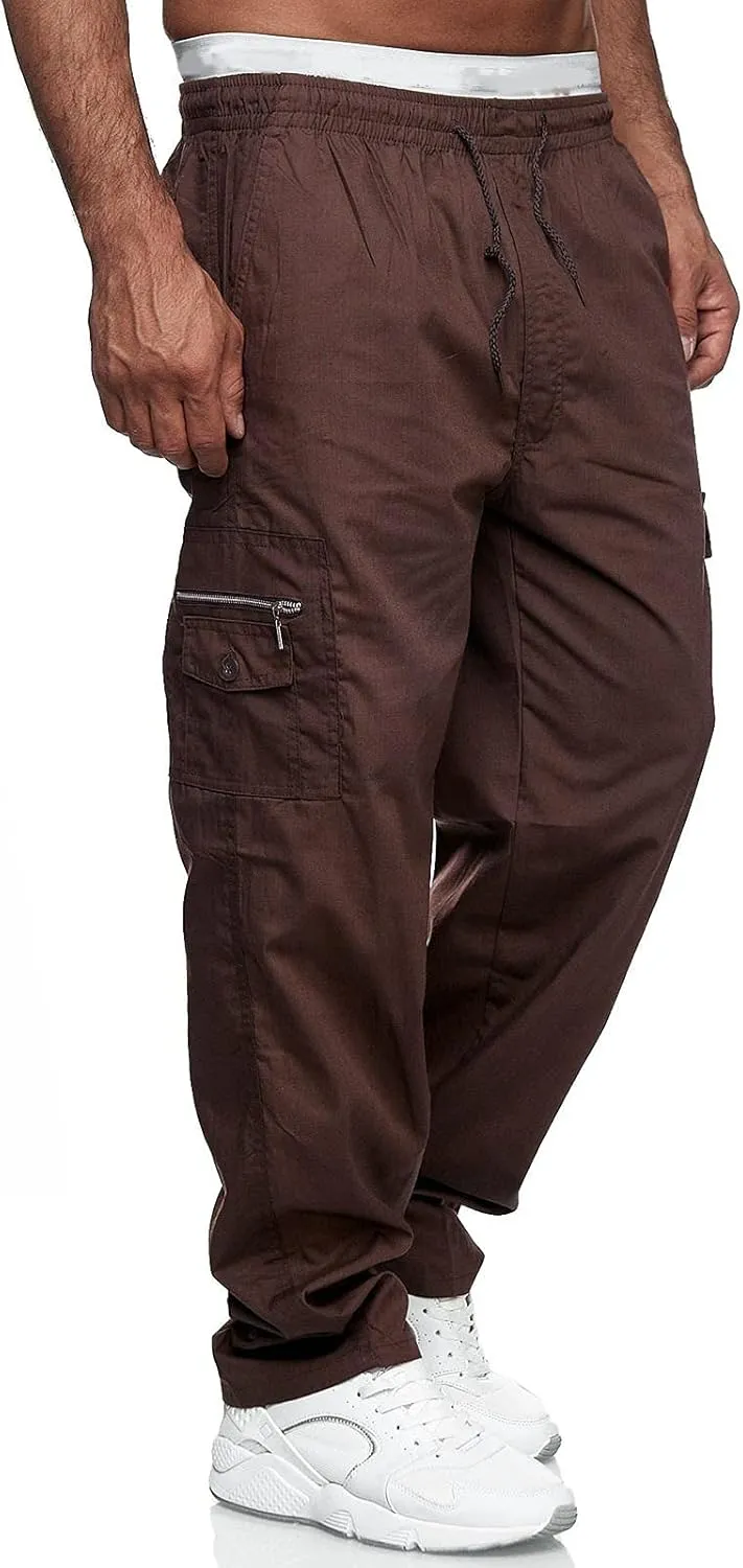 Cargo Pants for Men Relaxed Fit Elastic Bottom Men's Heavyweight Fleece Cargo Sweatpants Outdoor Joggers Sweatpants
