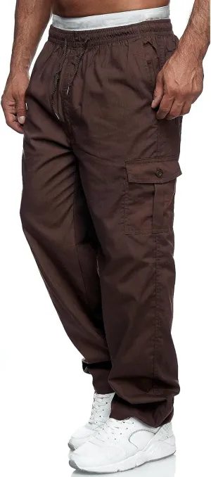 Cargo Pants for Men Relaxed Fit Elastic Bottom Men's Heavyweight Fleece Cargo Sweatpants Outdoor Joggers Sweatpants