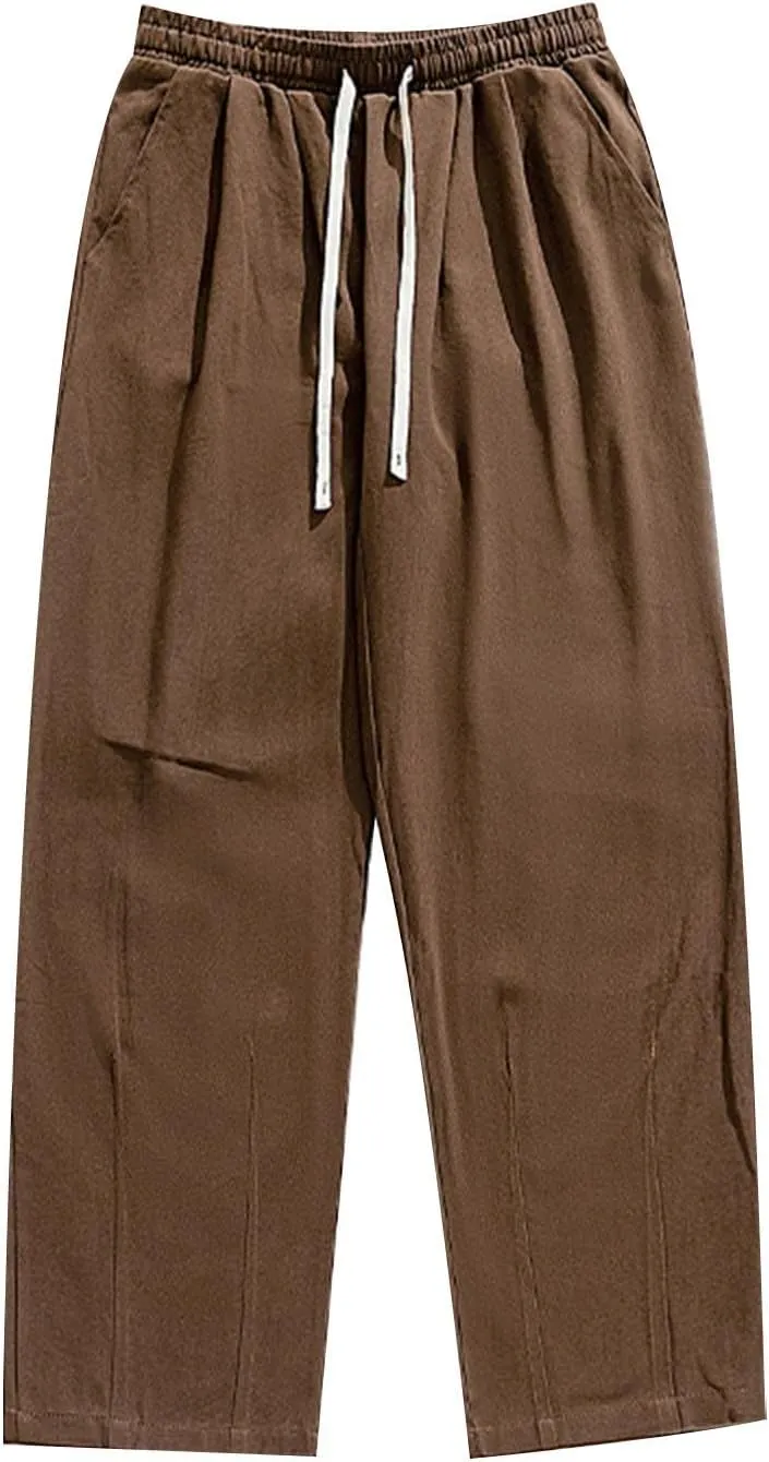 Cargo Pants for Men Relaxed Fit Fleece Cargo Sweatpants Stretch Elastic Waist Sports Trousers with Pocket Mens Casual