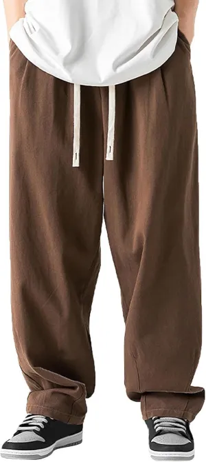 Cargo Pants for Men Relaxed Fit Fleece Cargo Sweatpants Stretch Elastic Waist Sports Trousers with Pocket Mens Casual