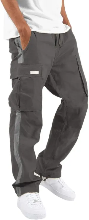 Cargo Pants for Men Relaxed Fit Fleece Sweatpants Stretch Elastic Waist Jogger Baggy Sports Pants Drawstring Sports