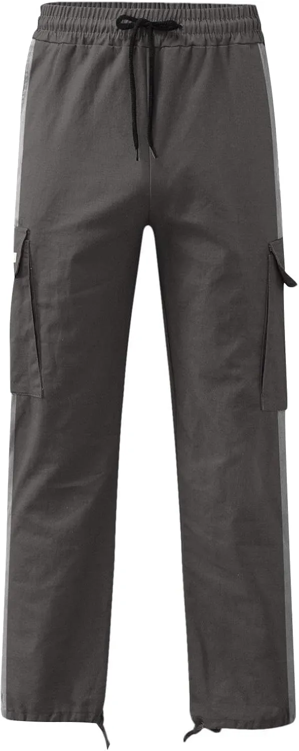 Cargo Pants for Men Relaxed Fit Fleece Sweatpants Stretch Elastic Waist Jogger Baggy Sports Pants Drawstring Sports