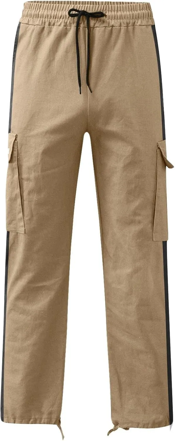 Cargo Pants for Men Relaxed Fit Fleece Sweatpants Stretch Elastic Waist Jogger Baggy Sports Pants Drawstring Sports