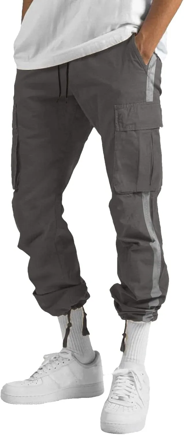 Cargo Pants for Men Relaxed Fit Fleece Sweatpants Stretch Elastic Waist Jogger Baggy Sports Pants Drawstring Sports