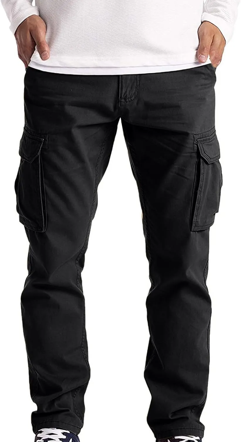 Cargo Pants for Men Relaxed Fit Golf Track Pant 2023 Men's Heavyweight Cargo Fleece Sweatpants Stretch Elastic Waist