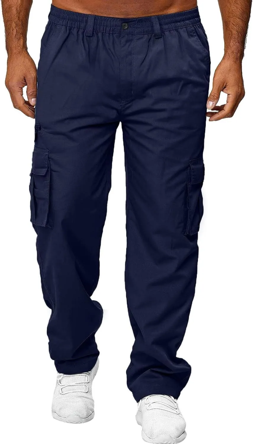 Cargo Pants for Men Relaxed Fit Jogger Sweatpants Motocross Dirt Bike Jogger Elastic Waist Pajama Pants with Pockets