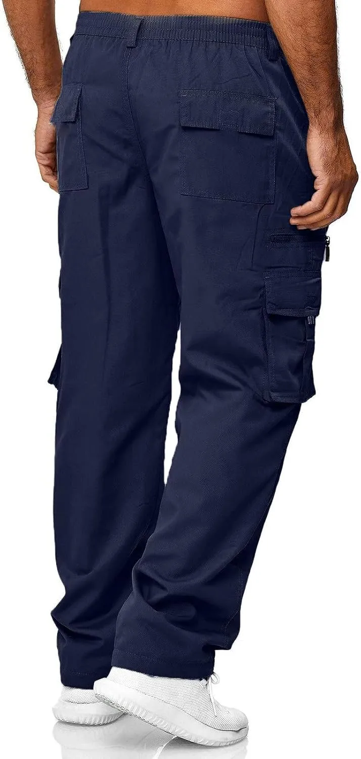Cargo Pants for Men Relaxed Fit Jogger Sweatpants Motocross Dirt Bike Jogger Elastic Waist Pajama Pants with Pockets