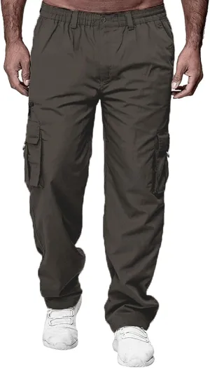 Cargo Pants for Men Relaxed Fit Mens Cargo Pants Heavy Weight Sweatpants Jogging Pocket Sports Elastic Cargo Trousers