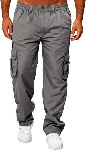 Cargo Pants for Men Relaxed Fit Mens Cargo Pants Heavy Weight Sweatpants Jogging Pocket Sports Elastic Cargo Trousers