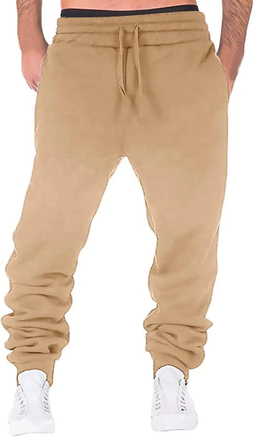 Cargo Pants for Men Relaxed Fit Mens Cargo Sweatpants Heavyweight Fleece Jogger Work Pants Drawstring Sports Trousers