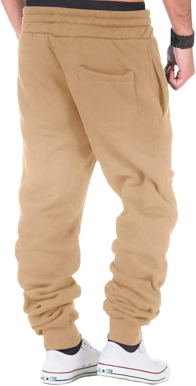 Cargo Pants for Men Relaxed Fit Mens Cargo Sweatpants Heavyweight Fleece Jogger Work Pants Drawstring Sports Trousers