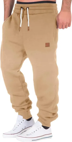 Cargo Pants for Men Relaxed Fit Mens Cargo Sweatpants Heavyweight Fleece Jogger Work Pants Drawstring Sports Trousers