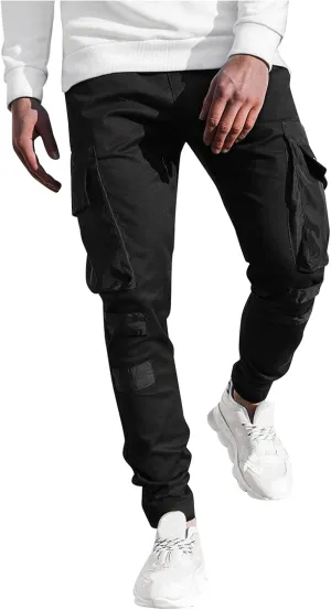 Cargo Pants for Men Relaxed Fit Pants Men's Fleece Cargo Sweatpants Heavyweight Mens Fashion Athletic Joggers Pants