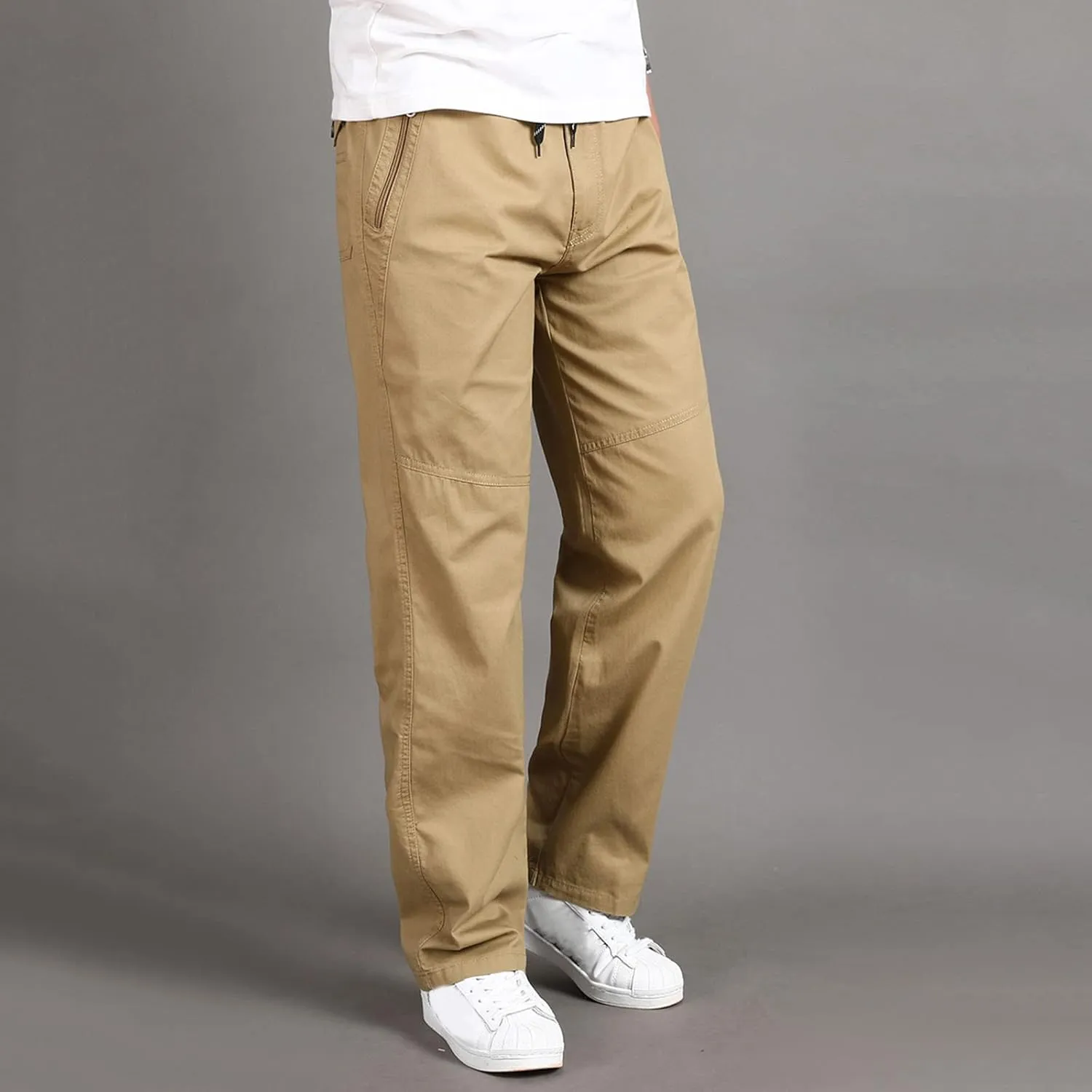 Cargo Pants for Men Relaxed Fit Trousers for Men Mens Cargo Sweatpants Drawstring Elastic Waist Straight Leg Trousers