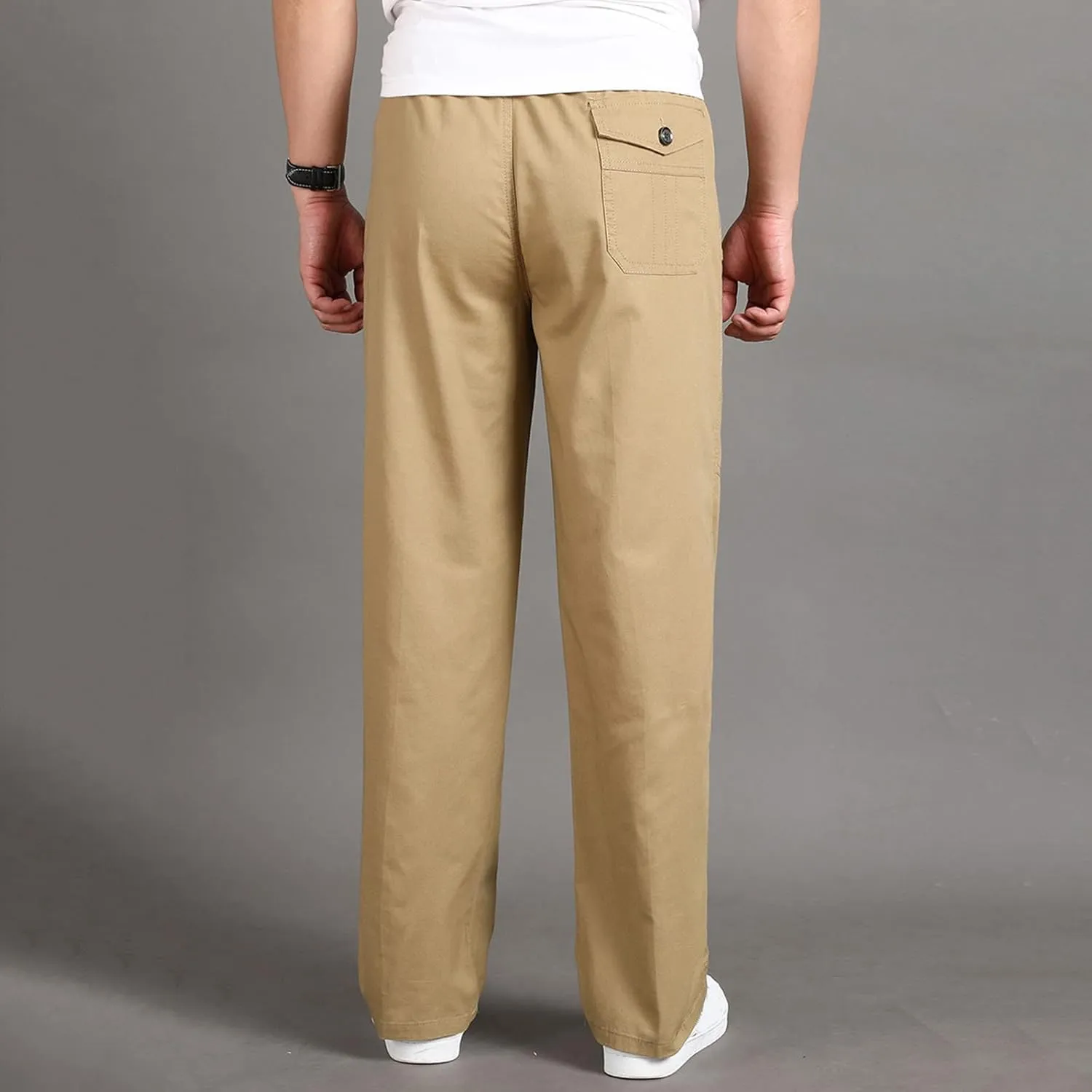 Cargo Pants for Men Relaxed Fit Trousers for Men Mens Cargo Sweatpants Drawstring Elastic Waist Straight Leg Trousers