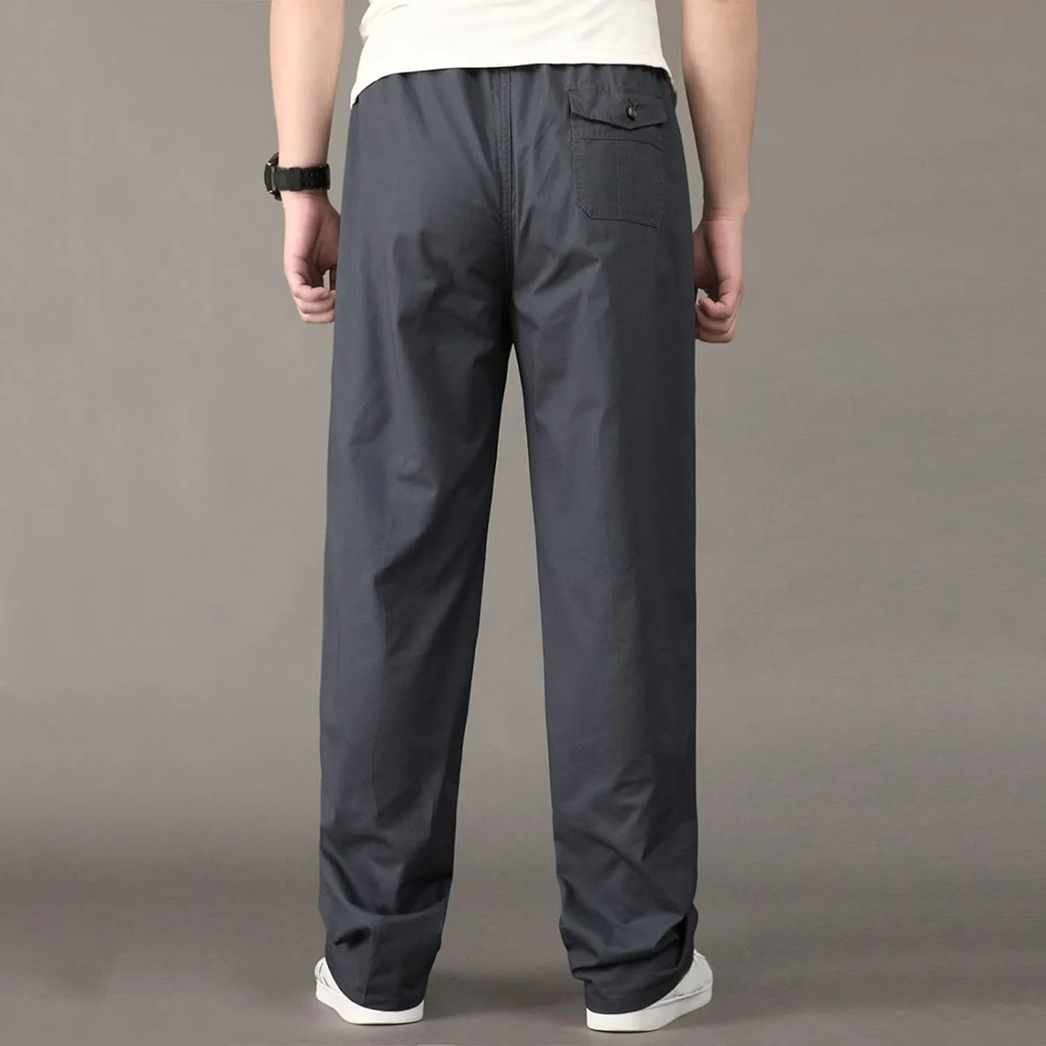 Cargo Pants for Men Relaxed Fit Trousers for Men Mens Cargo Sweatpants Drawstring Elastic Waist Straight Leg Trousers
