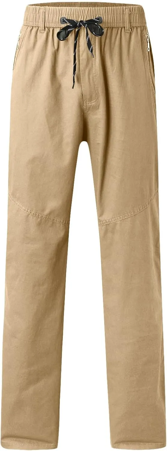 Cargo Pants for Men Relaxed Fit Trousers for Men Mens Cargo Sweatpants Drawstring Elastic Waist Straight Leg Trousers
