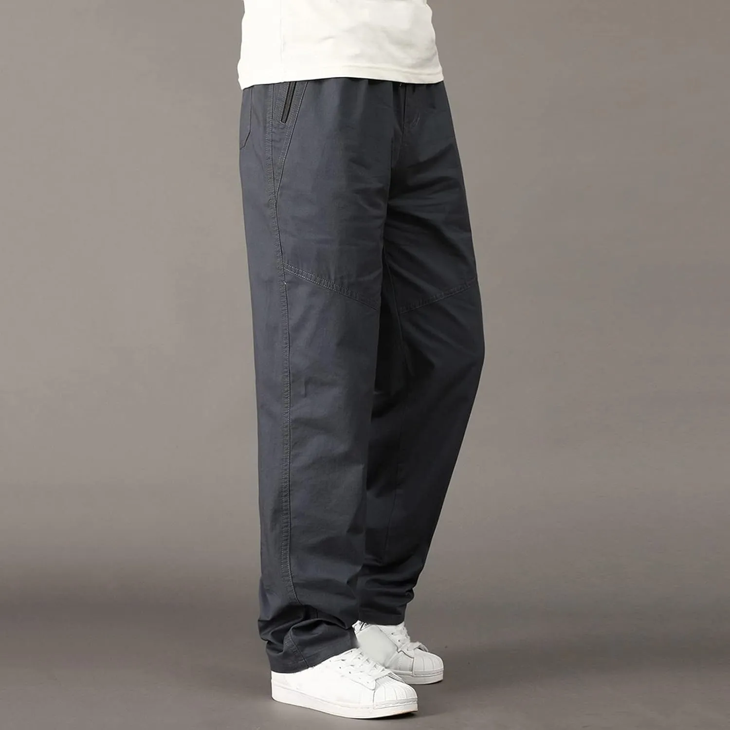 Cargo Pants for Men Relaxed Fit Trousers for Men Mens Cargo Sweatpants Drawstring Elastic Waist Straight Leg Trousers