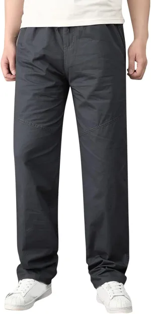 Cargo Pants for Men Relaxed Fit Trousers for Men Mens Cargo Sweatpants Drawstring Elastic Waist Straight Leg Trousers