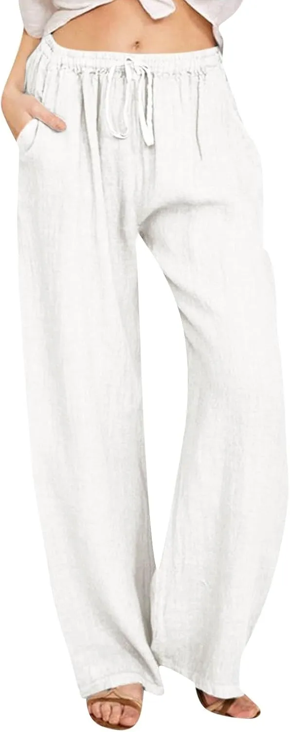 Cargo Pants for Women Winter Casual Business Slacks with Pockets Solid Color Elastic Waist