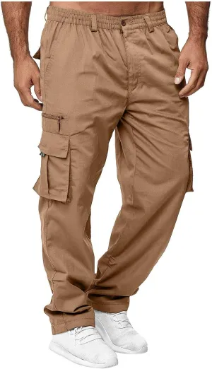 Cargo Sweatpants,Mens Relaxed Fit Cargo Pants Work Trousers Outdoor Casual Straight Sweatpants Sport Jogger Pants