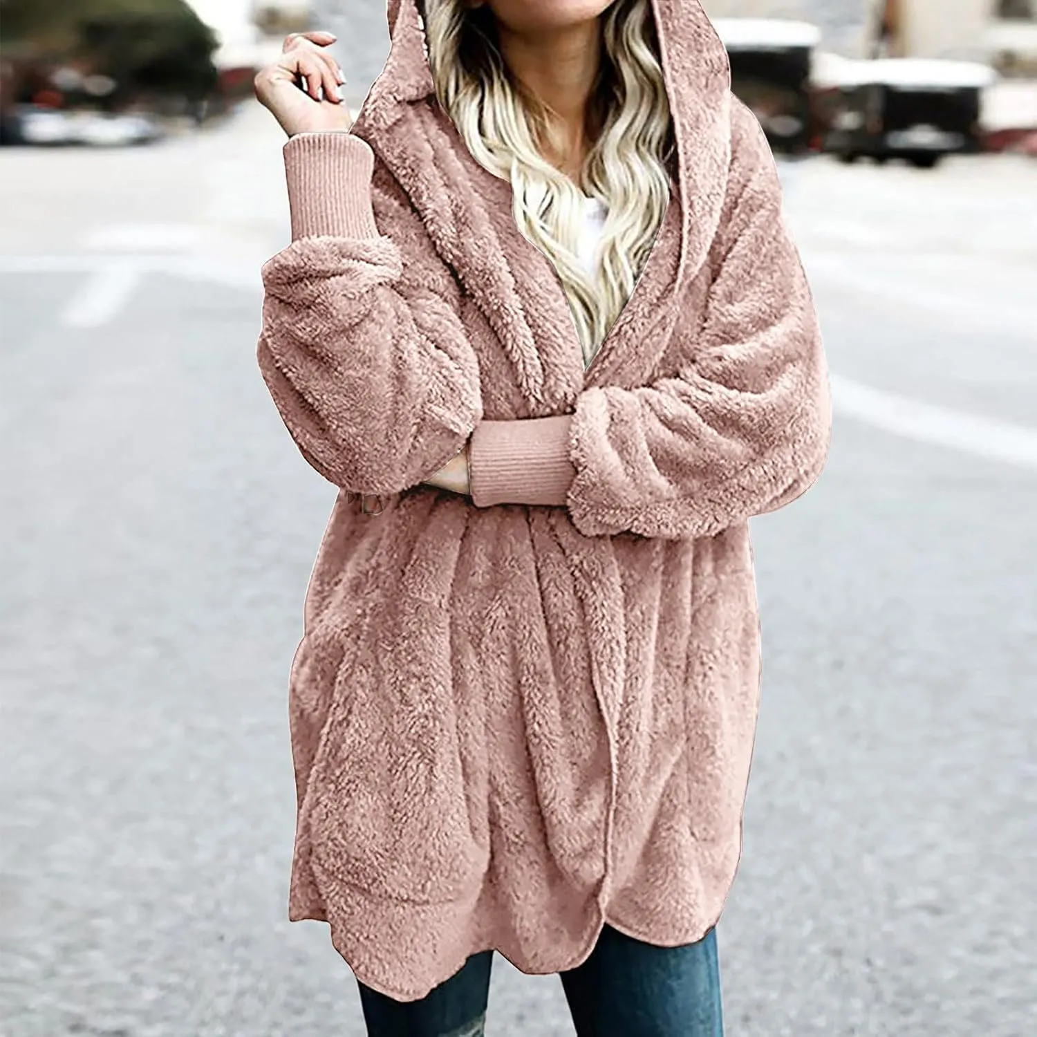Ceboyel Womens Fleece Winter Coat Sherpa Hooded Jackets Fluffy Hoodie Trendy Warm Loungewear Clothes 2023