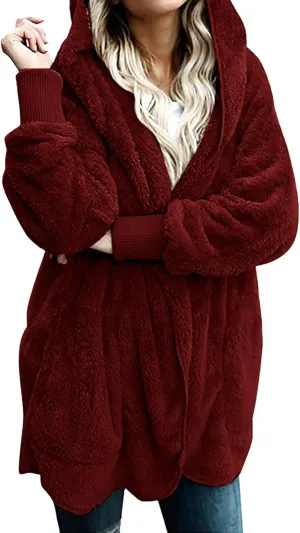 Ceboyel Womens Fleece Winter Coat Sherpa Hooded Jackets Fluffy Hoodie Trendy Warm Loungewear Clothes 2023