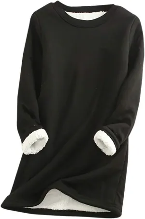 Ceboyel Womens Sherpa Lined Sweatshirt Pullover Fleece Warm Loungewear Sweater Fuzzy Pajama Tops Cute Winter Clothes 2023