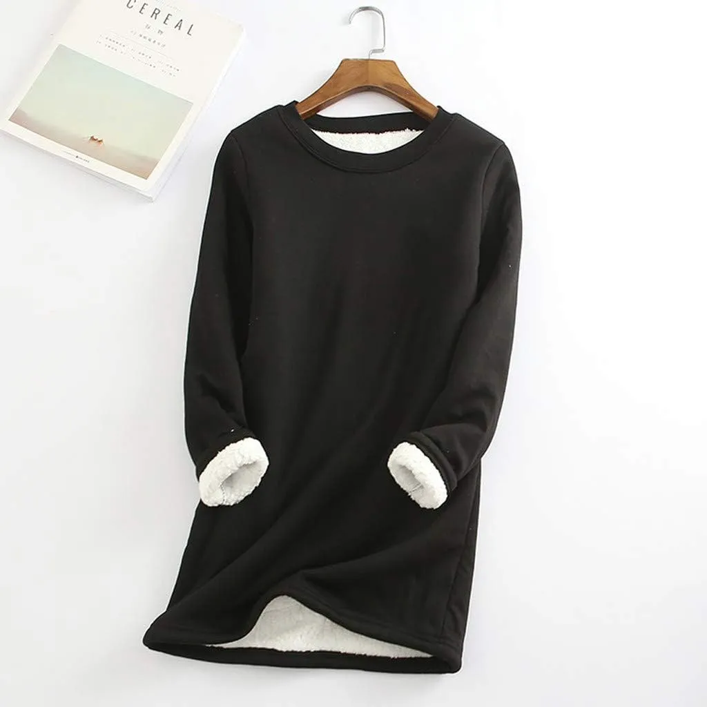 Ceboyel Womens Sherpa Lined Sweatshirt Pullover Fleece Warm Loungewear Sweater Fuzzy Pajama Tops Cute Winter Clothes 2023