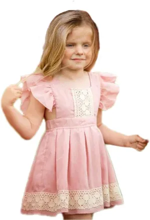 Colorful Childhood Baby Girls Dress Toddler Girls Flare Lace Trim Princess Party Dress