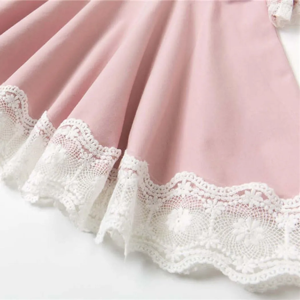 Colorful Childhood Baby Girls Dress Toddler Girls Flare Lace Trim Princess Party Dress