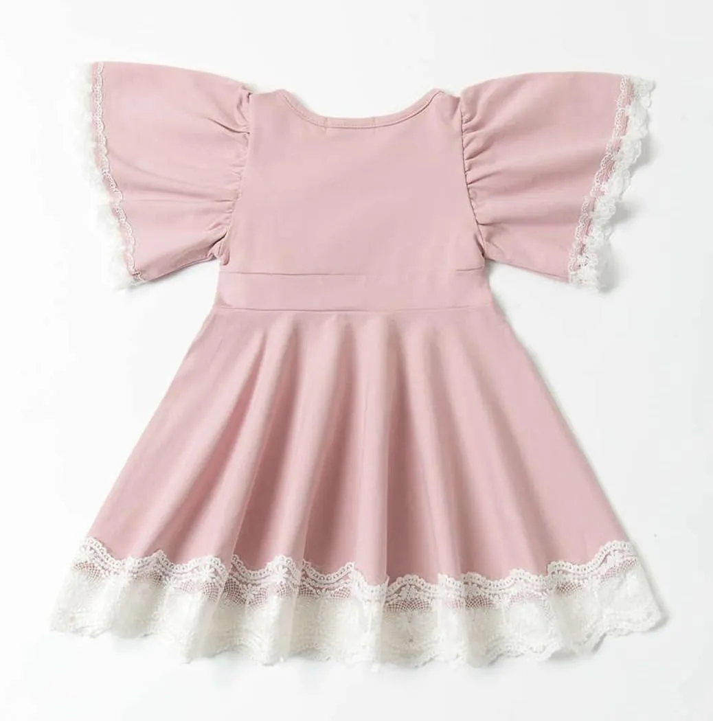 Colorful Childhood Baby Girls Dress Toddler Girls Flare Lace Trim Princess Party Dress