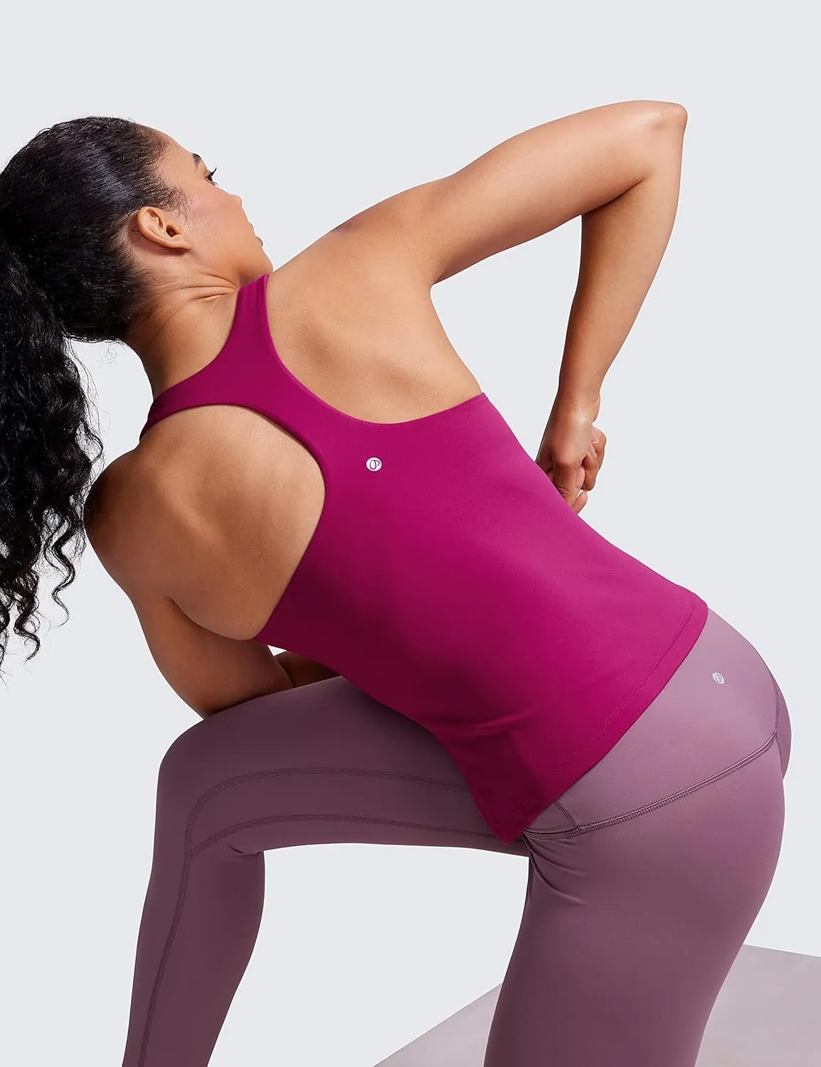 CRZ YOGA Butterluxe Workout Tank Tops for Women Built in Shelf Bras Padded - Racerback Athletic Spandex Yoga Camisole