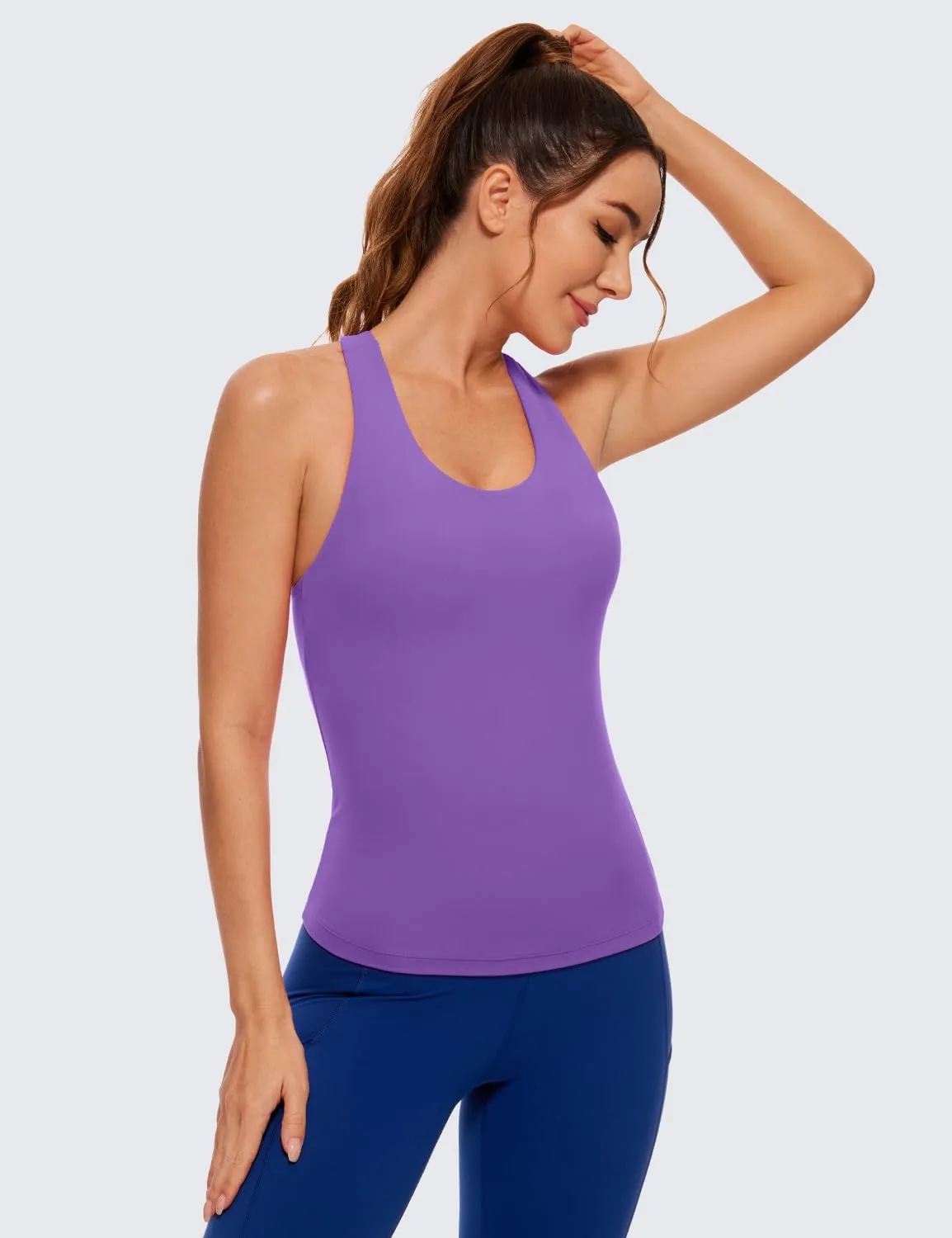 CRZ YOGA Butterluxe Workout Tank Tops for Women Built in Shelf Bras Padded - Racerback Athletic Spandex Yoga Camisole
