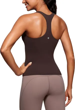 CRZ YOGA Butterluxe Workout Tank Tops for Women Built in Shelf Bras Padded - Racerback Athletic Spandex Yoga Camisole