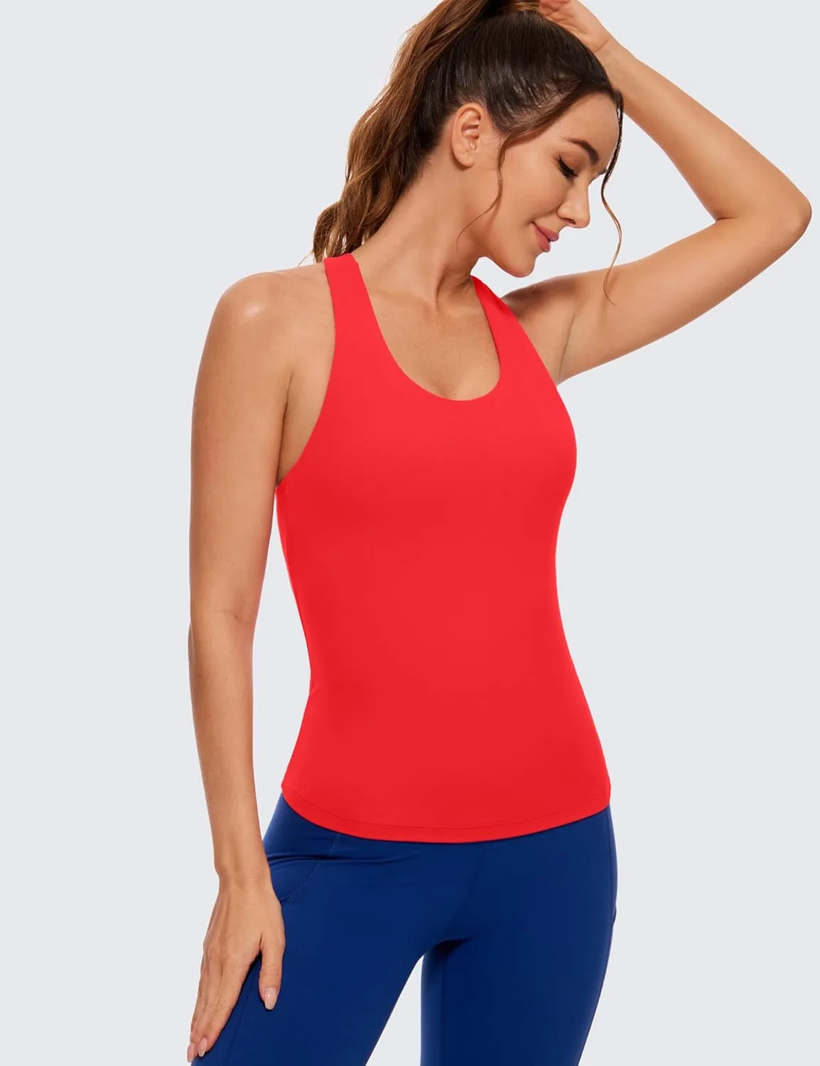 CRZ YOGA Butterluxe Workout Tank Tops for Women Built in Shelf Bras Padded - Racerback Athletic Spandex Yoga Camisole