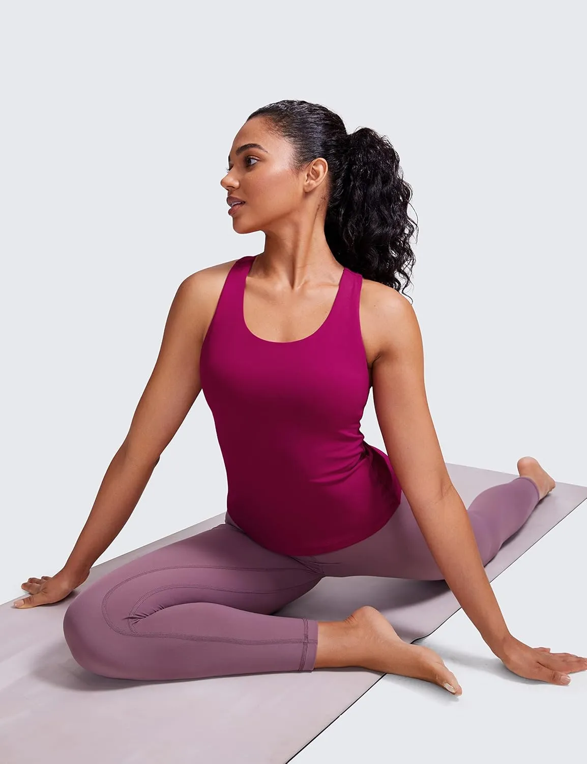 CRZ YOGA Butterluxe Workout Tank Tops for Women Built in Shelf Bras Padded - Racerback Athletic Spandex Yoga Camisole