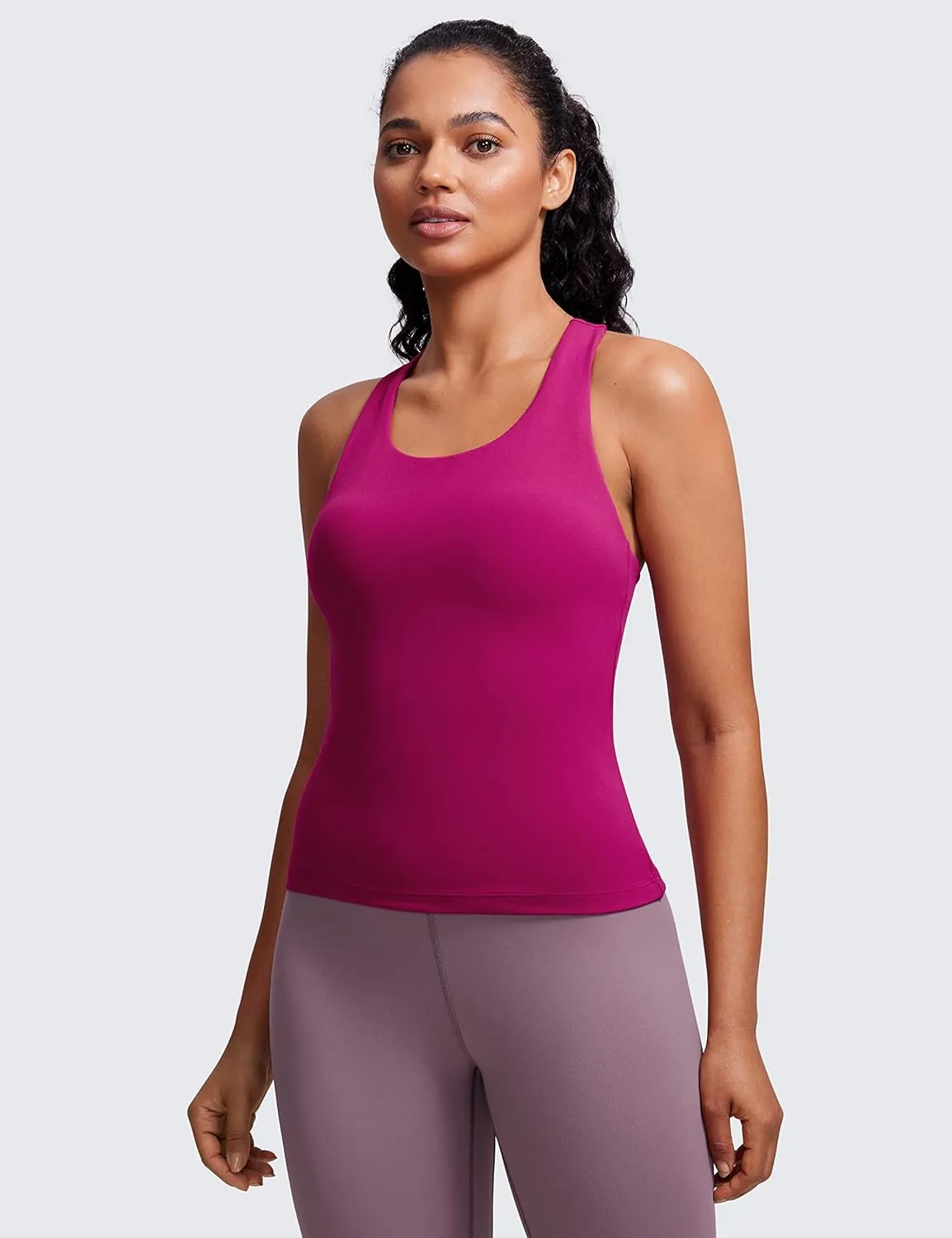 CRZ YOGA Butterluxe Workout Tank Tops for Women Built in Shelf Bras Padded - Racerback Athletic Spandex Yoga Camisole