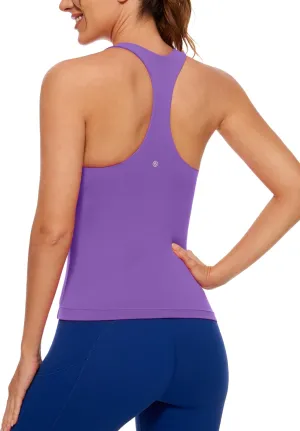 CRZ YOGA Butterluxe Workout Tank Tops for Women Built in Shelf Bras Padded - Racerback Athletic Spandex Yoga Camisole